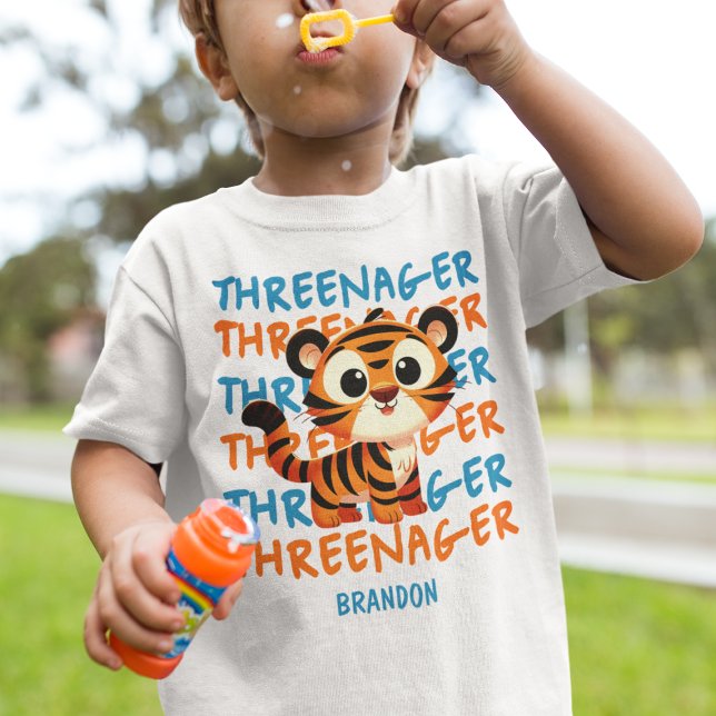 Custom Threenager Tiger Boy 3rd Birthday Party Toddler T-Shirt (Custom Threenager Tiger Boy 3rd Birthday Party Toddler T-shirt
)