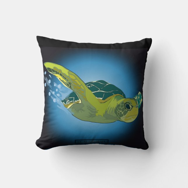 CUSTOM THROW PILLOW- SEA TURTLE CUSHION (Front)