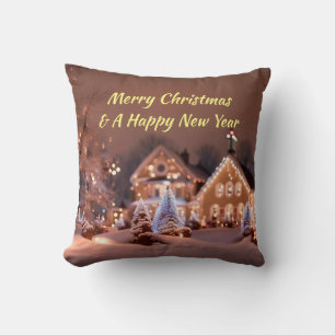 Custom Throw Pillow With Outdoor Christmas Scene