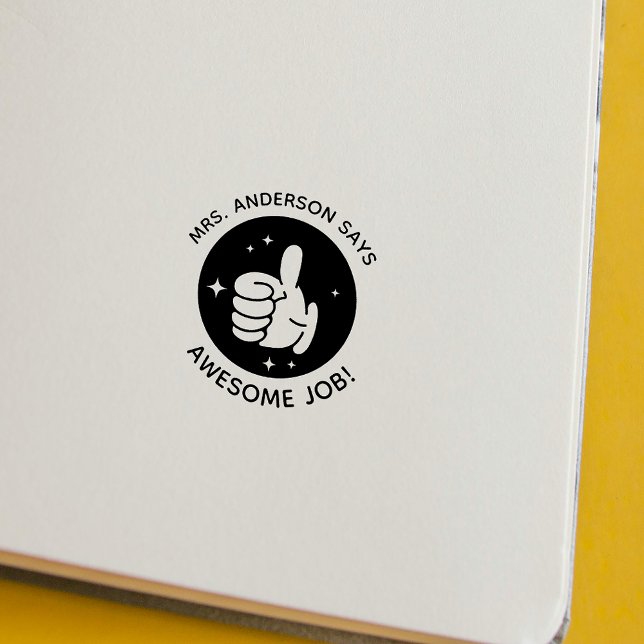 Custom Thumbs Up Excellent Job Teacher School Rubber Stamp (Custom Thumbs Up Excellent Job Teacher School Rubber Stamp)