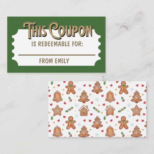 Custom Ticket Christmas Gift Coupon Card  (Front/Back)