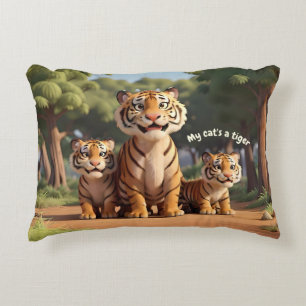 Custom Tiger Accent Throw Pillow For Kids