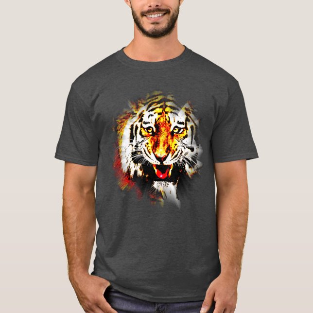 Custom Tiger Head Modern Elegant Template T-Shirt (Front)