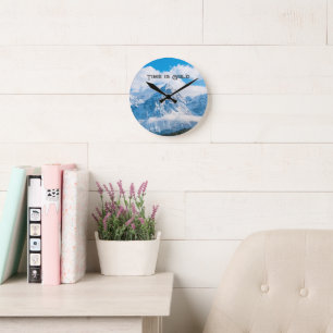 Custom Time is Gold Text Sky Image Wall Clock