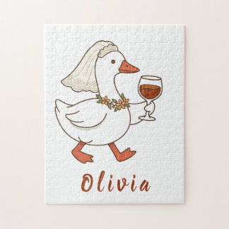 Custom Tipsy Bride Duck Cute Bachelorette Party Jigsaw Puzzle