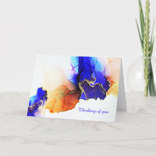 Custom Title Blue Orange Abstract Blank Note Card