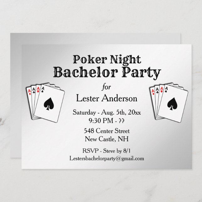 Custom Title Poker Night Party Invitation (Front/Back)