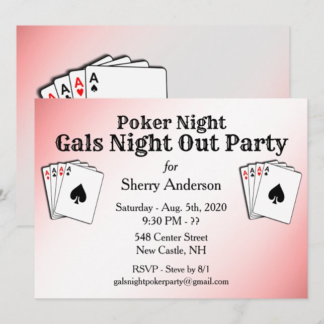 Custom Title Poker Night Party Invitation (Front/Back)