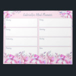 Custom Title Weekly Planner Pink Floral Watercolor Notepad<br><div class="desc">Personalised weekly planner for your meal planning, appointments, to do list or reminders. The template is set up ready for you to edit the title to suit your needs. This planner features boxes for your daily intentions and an extra box for your notes. The design is framed with pretty watercolor...</div>