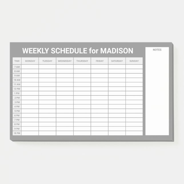 Custom Title Weekly Planner Post-it Notes (Front)
