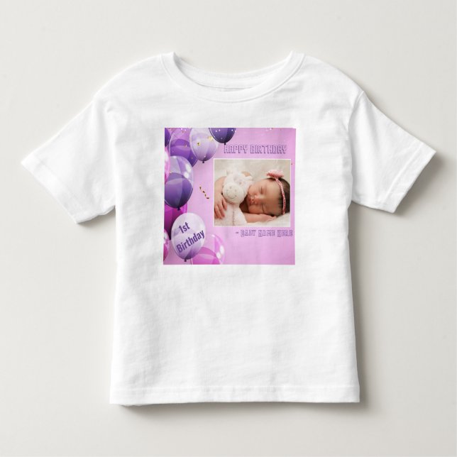 Custom Toddler Fine Jersey Text and Image Birthday T-Shirt (Front)