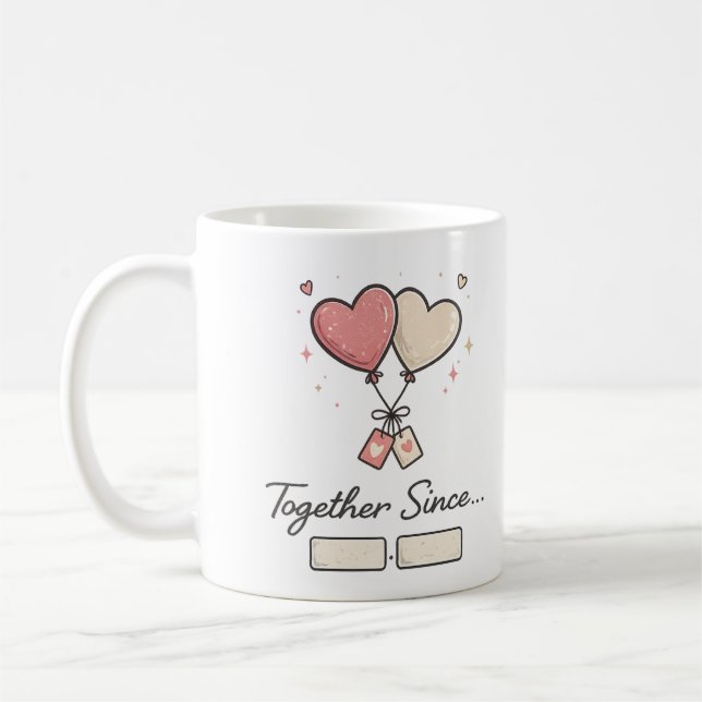 Custom Together Since Personalised Couple Annivers Coffee Mug (Left)