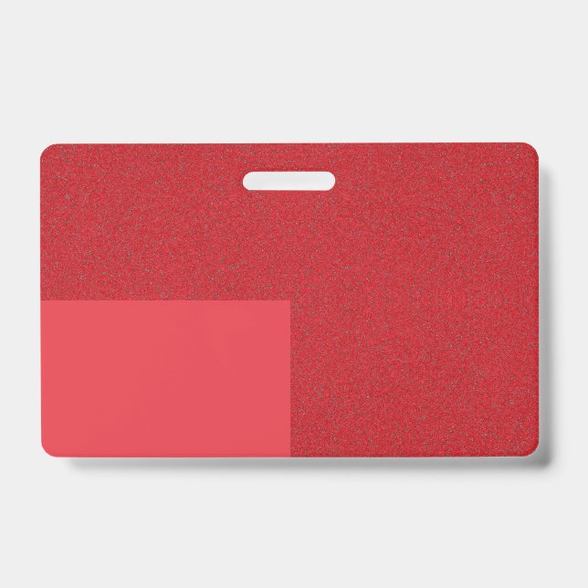 Custom Tomato Red Badge with Modern Block Design ID Badge (Front)
