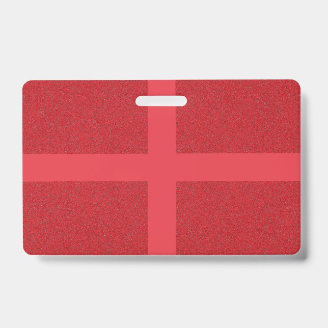 Custom Tomato Red Cross Badge with Modern Texture ID Badge (Front)