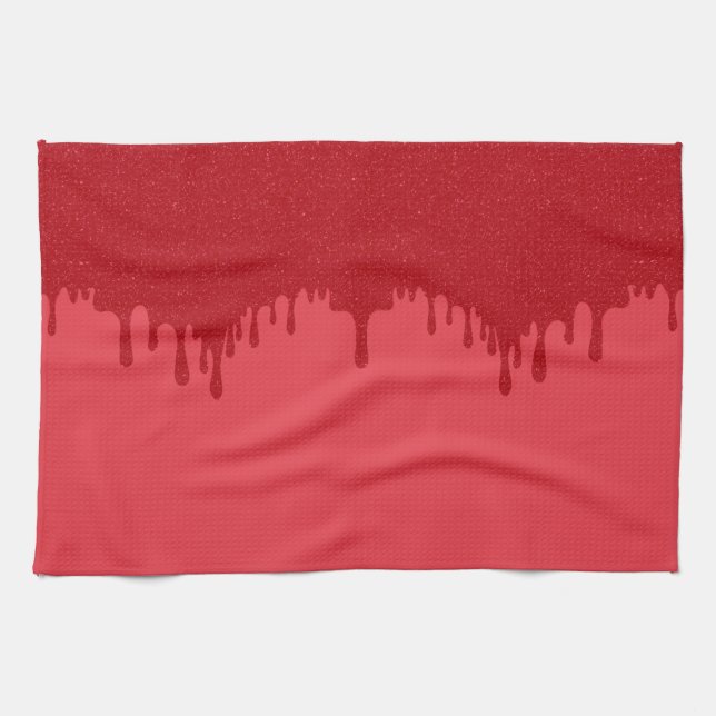 Custom Tomato Red Drip Kitchen Towel (Horizontal)
