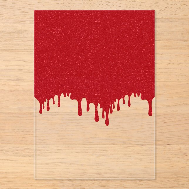 Custom Tomato Red Drip Top Acrylic Invitation (Front)