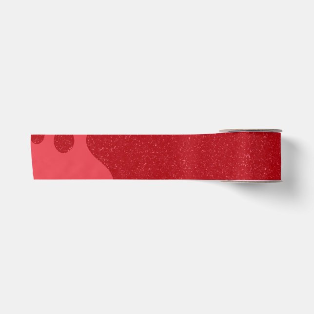 Custom Tomato Red Glitter Wave Ribbon Satin Ribbon (Front)