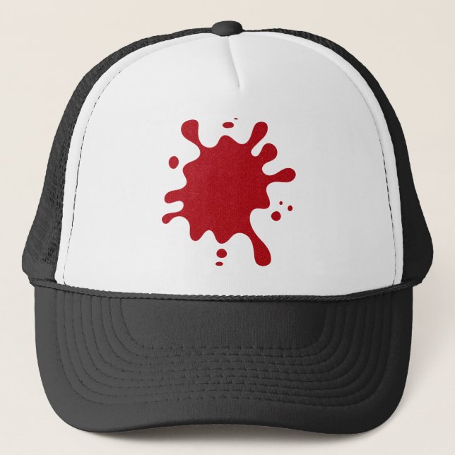 Custom Tomato Red Ink Blot Trucker Hat (Front)
