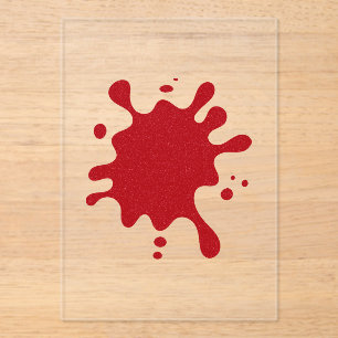 Custom Tomato Red Ink Splash Acrylic Invitation