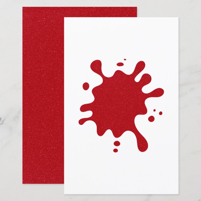 Custom Tomato Red Ink Splash Paper Sheet (Front/Back)