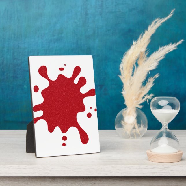 Custom Tomato Red Inkblot Easel Plaque (Side)