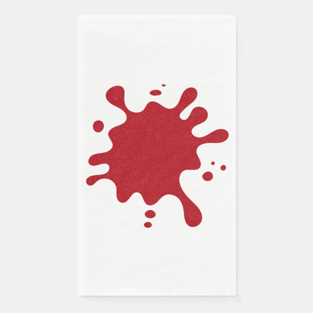 Custom Tomato Red Inkblot Guest Paper Napkin (Front)