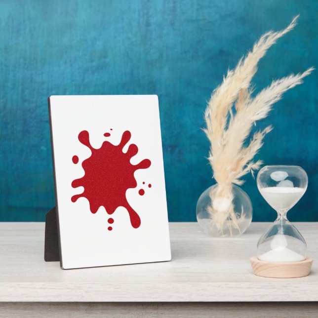 Custom Tomato Red Inkblot Plaque – White Base (Side)
