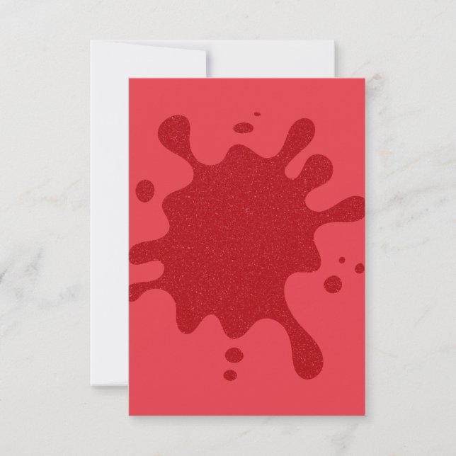 Custom Tomato Red Inkblot RSVP Card (Front)
