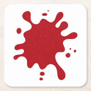 Custom Tomato Red Spill on White Paper Coaster
