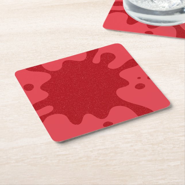 Custom Tomato Red Splatter Paper Coaster (Angled)