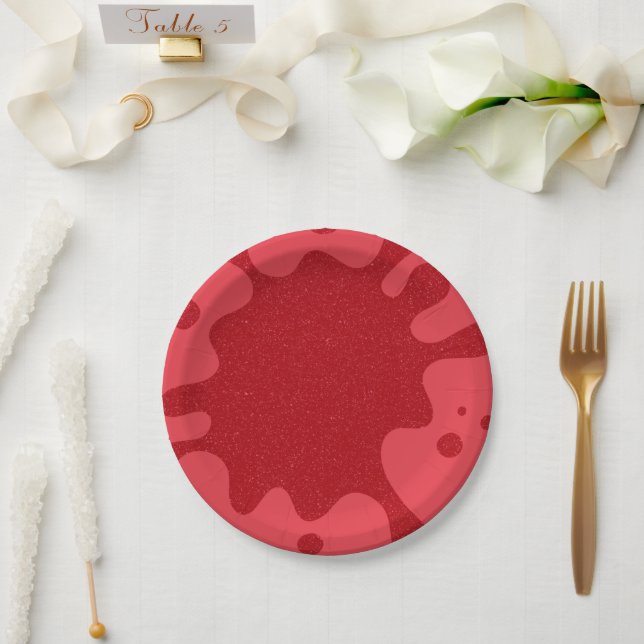 Custom Tomato Red Splatter Paper Plates (Wedding)