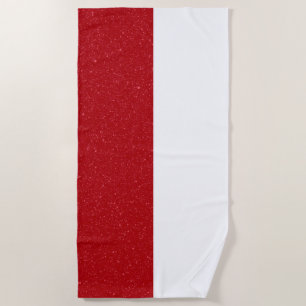 Custom Tomato Red & White Beach Towel