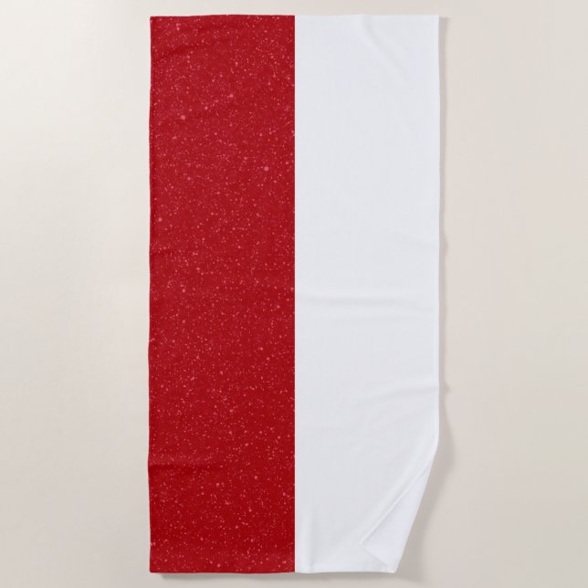 Custom Tomato Red & White Beach Towel (Front)
