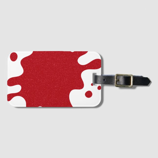 Custom Tomato Red & White Splash Luggage Tag (Front Horizontal)