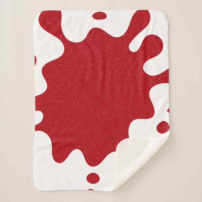Custom Tomato Red & White Splash Sherpa Blanket (Front)