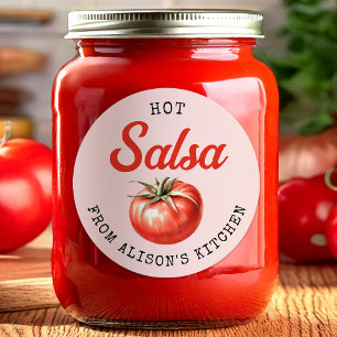 Custom Tomato Salsa Canning label in pink