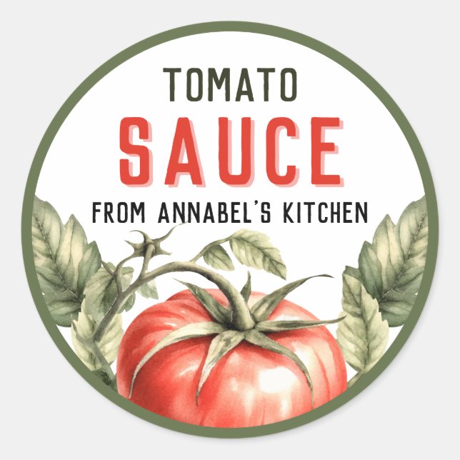 Custom Tomato Sauce canning label Vintage Style  (Front)