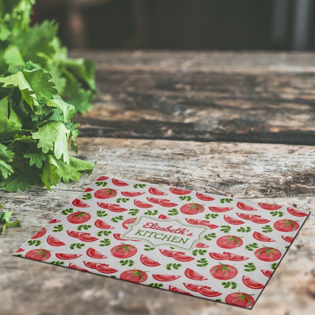 Custom Tomatoes Watercolor, Kitchen  Cutting Board (Creator Uploaded)