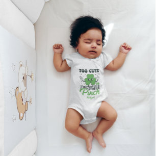 Custom Too Cute To Pinch St. Patrick's Day Baby Bodysuit