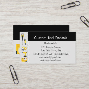 Custom Tool Equipment Rentals Business Card