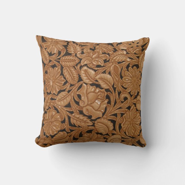 Custom tooled leather image pillow (Front)