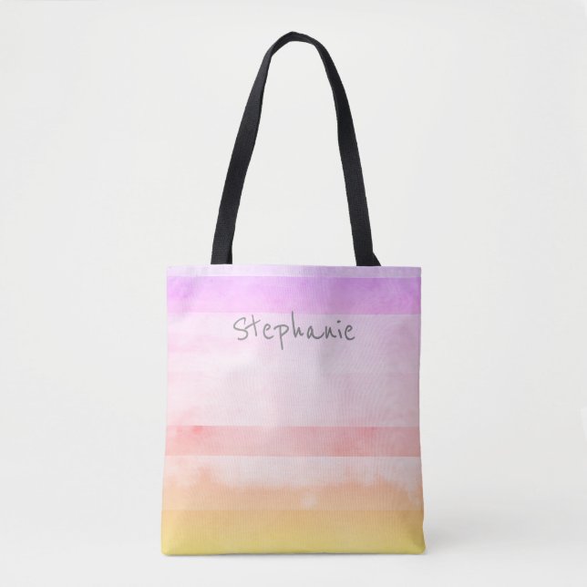 custom tote bag add your text shabby chic stripes (Front)