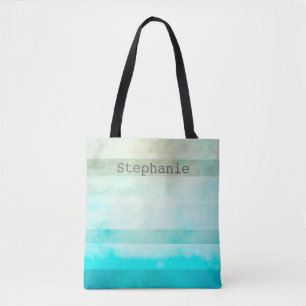 custom tote bag add your text shabby chic stripes