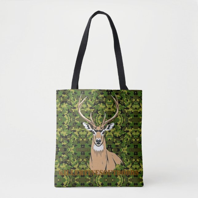 Custom tote bag with whitetail design (Front)