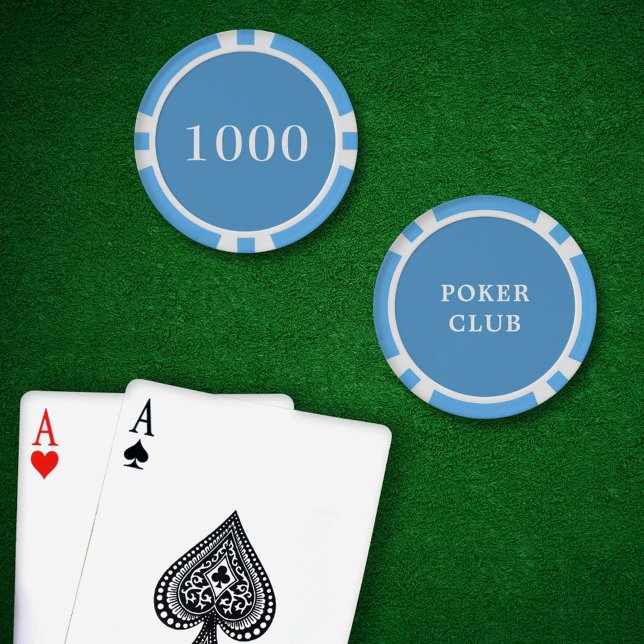 Custom Tournament Game Value 1000 Light Blue Poker Chips (Poker Chips Light Blue Value 1000 )