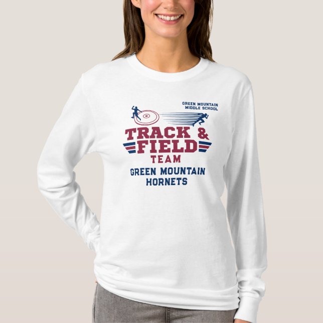 Custom Track and Field Team Club Name Number T-Shirt (Front)