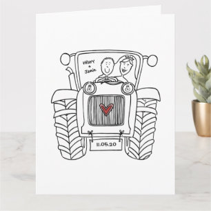 Custom Tractor Country Barn Rustic Wedding Card