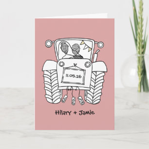 Custom Tractor Country Barn Rustic Wedding Card