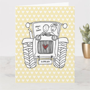 Custom Tractor Country Barn Rustic Wedding Card