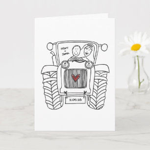 Custom Tractor Country Barn Rustic Wedding Card
